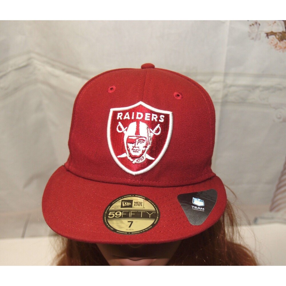 New Era Raiders NFL 59FIFTY Fitted Cap Hat Size 7 M Wool Burgundy Fitted Unisex